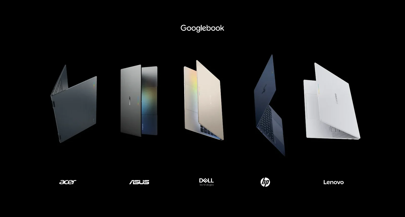 The five launch Googlebooks from Acer, ASUS, Dell, HP and Lenovo