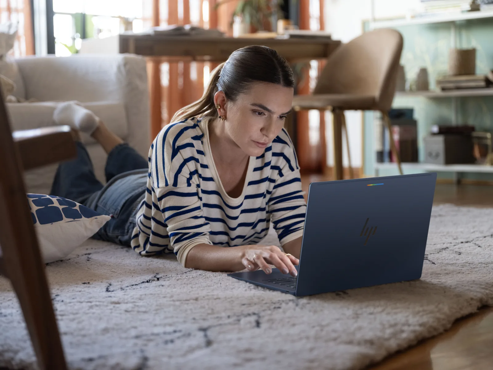 Person using the HP Googlebook 14 at home
