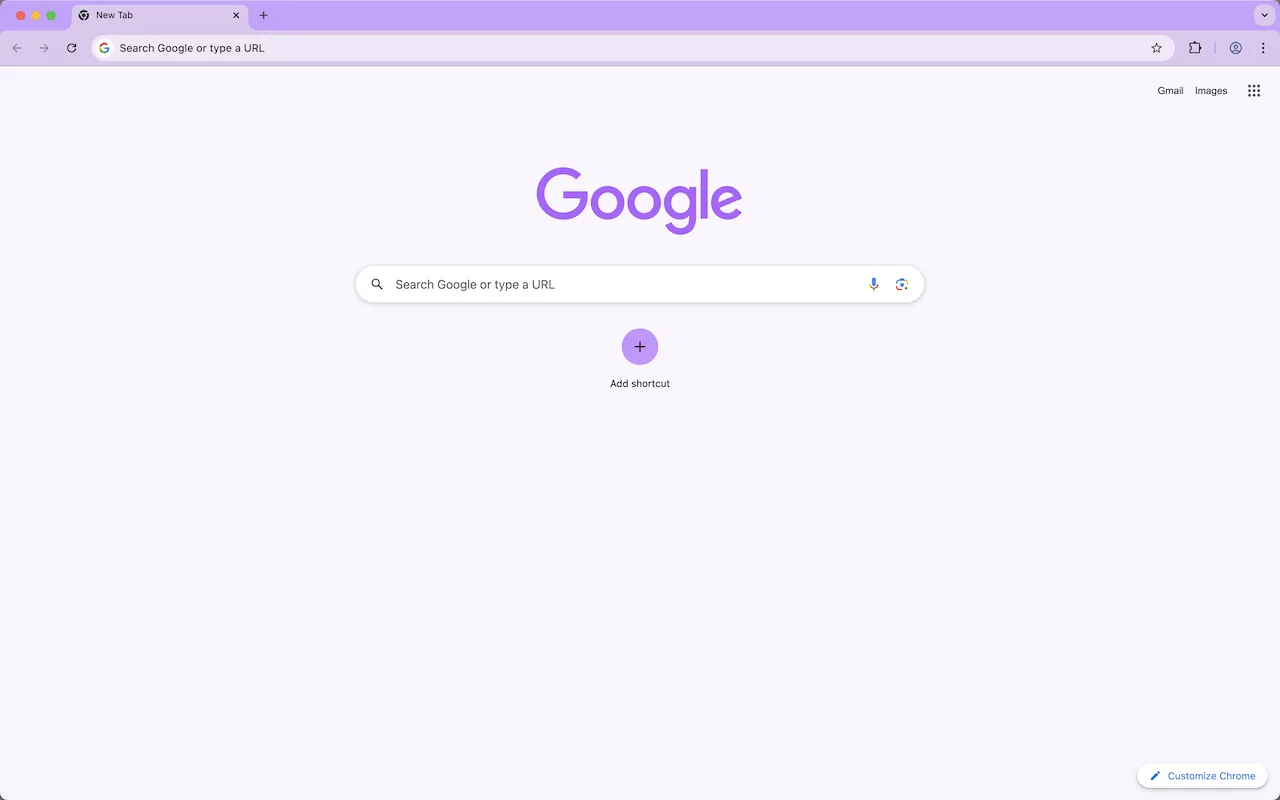 Flat soft lilac Chrome theme frame and page